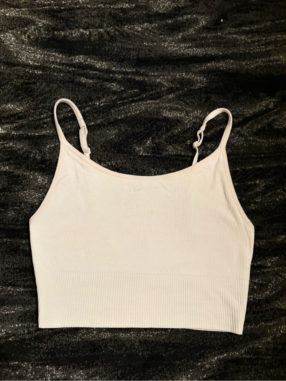 Old Navy White Ribbed Cropped Cami with Adjustable Straps